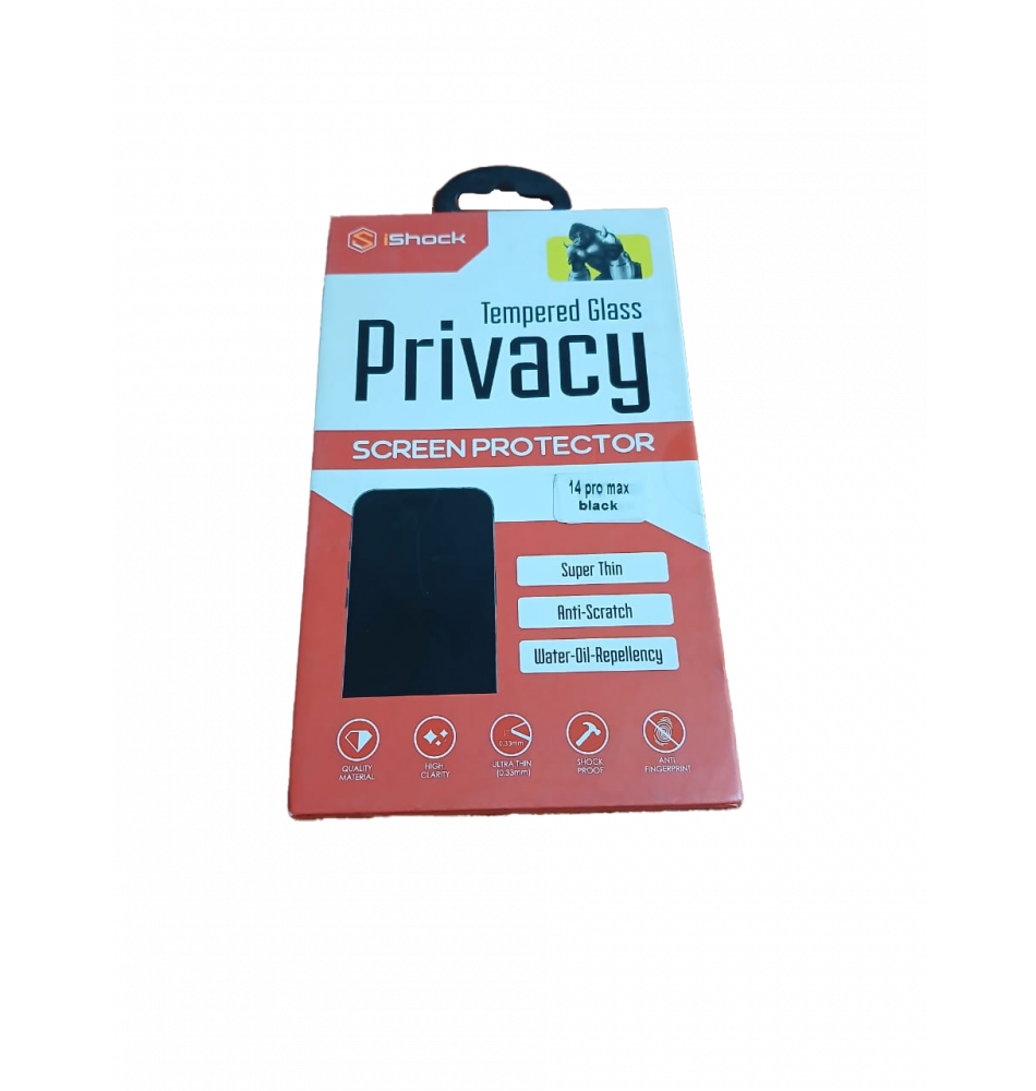 iShock 3D Anti-Peek Privacy Tempered Glass Screen Protector for iPhone 14 Pro Max