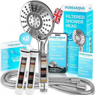 PUREAQUA 15 stage shower head filter x2