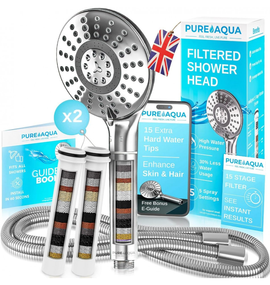 PUREAQUA 15 stage shower head filter x2