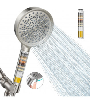 cobbe Hard water filter shower head with 6 spray modes high pressure water shower